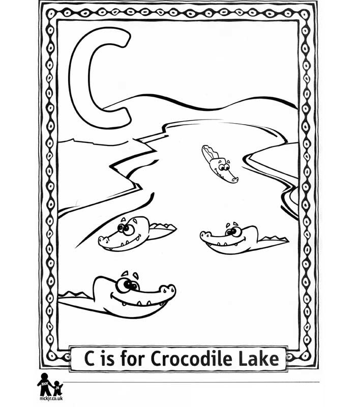 Print C Crocodile = Krokodil kleurplaat
